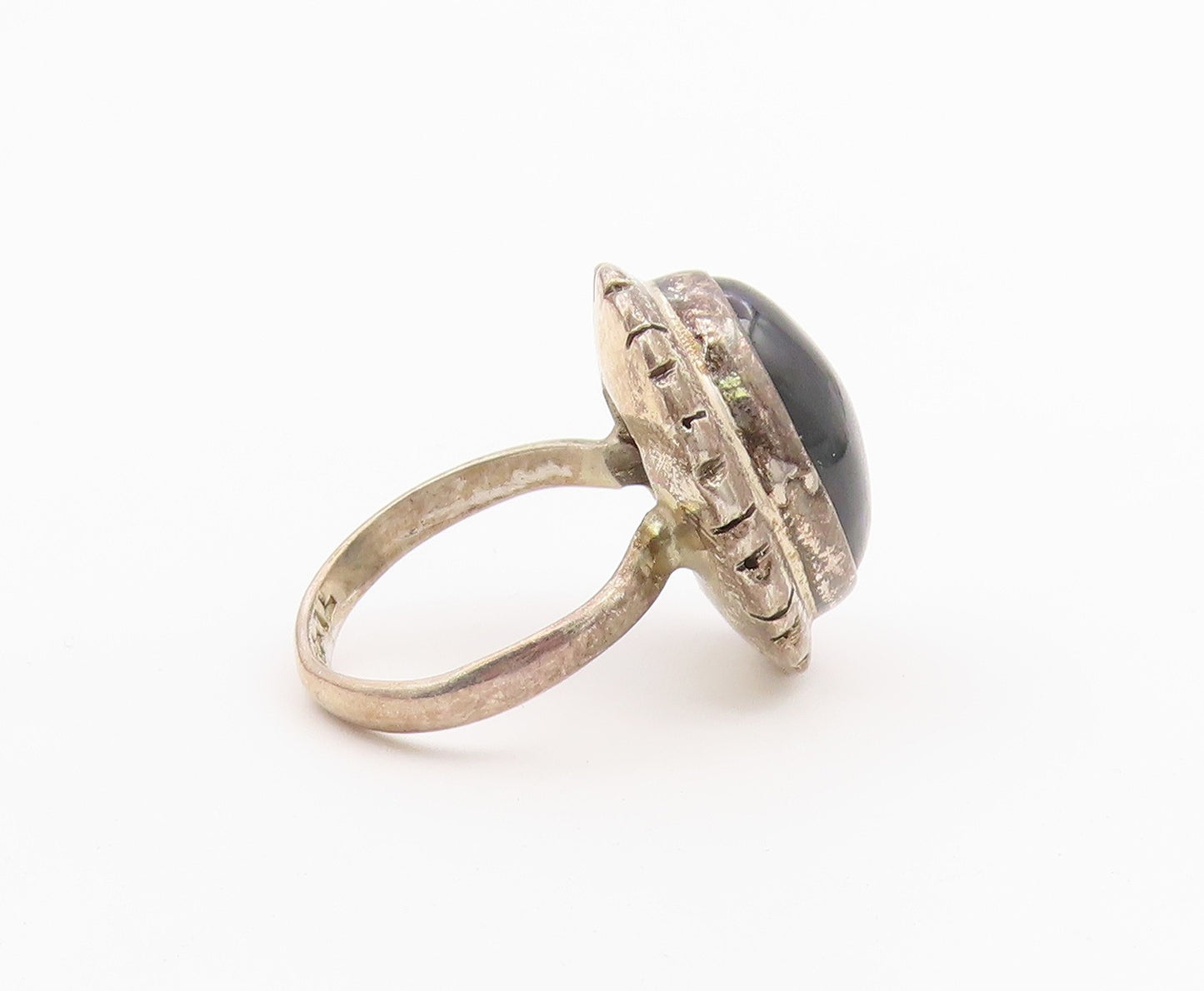 925 Sterling Silver Vintage Ring Tiger's Eye Statement Band  Sz 7.5  RG36481