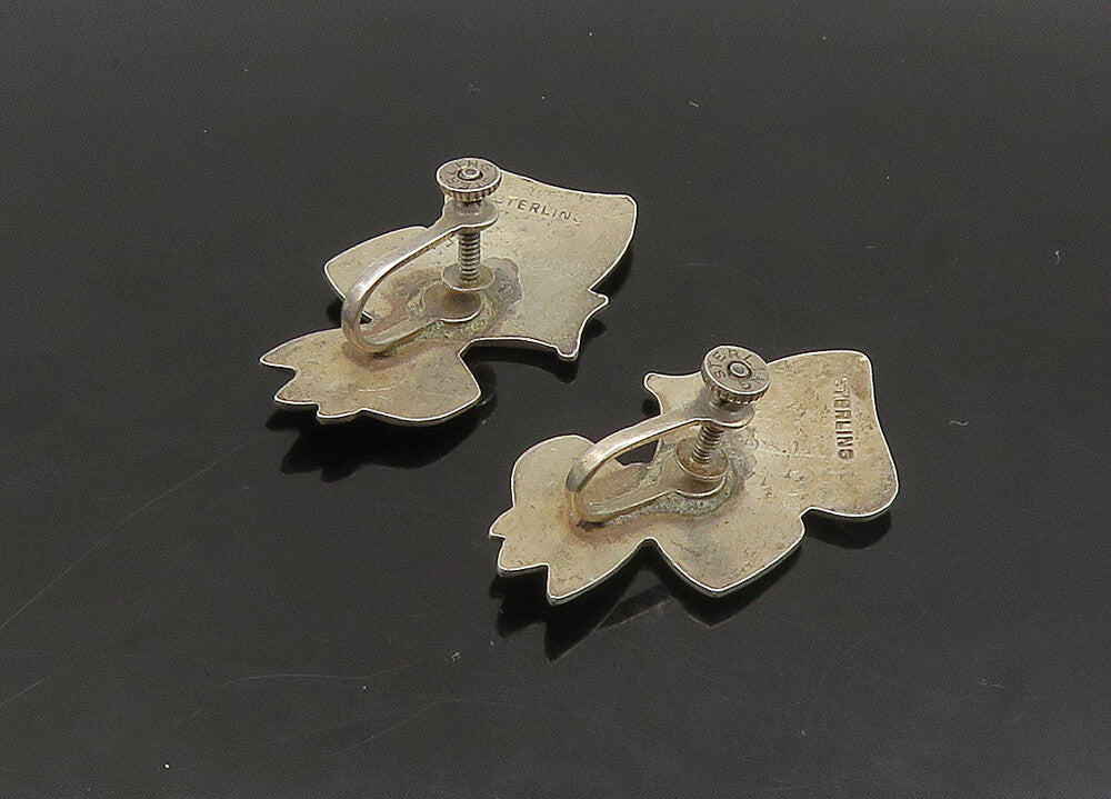 925 Silver  Vintage Antique Floral Ribbon Bow Non Pierce Earrings  EG11402