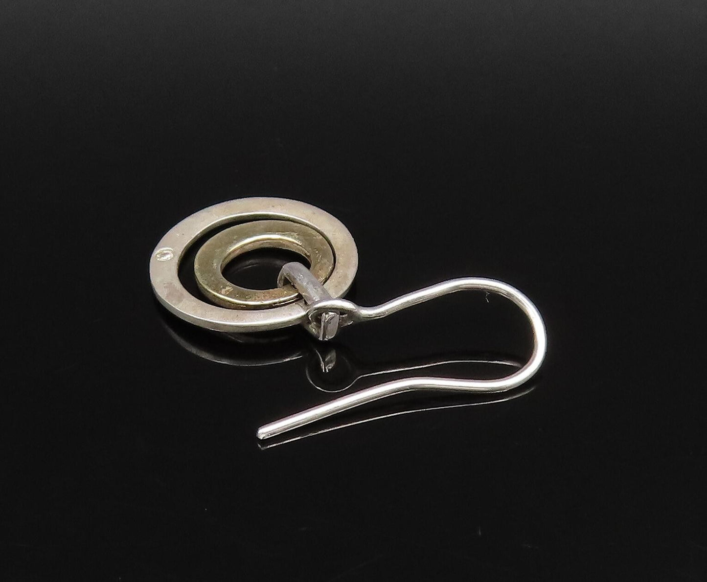 14K GOLD & 925 Silver  Vintage Two Tone Hoop Drop Singles Lot Earrings EG12050