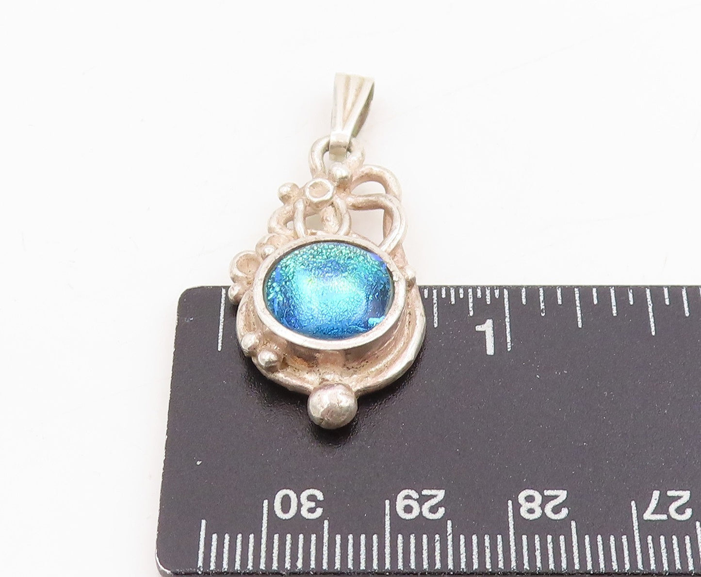 925 Sterling Silver Vintage Pendant Cabochon Gemstone Victorian Design  PT25327