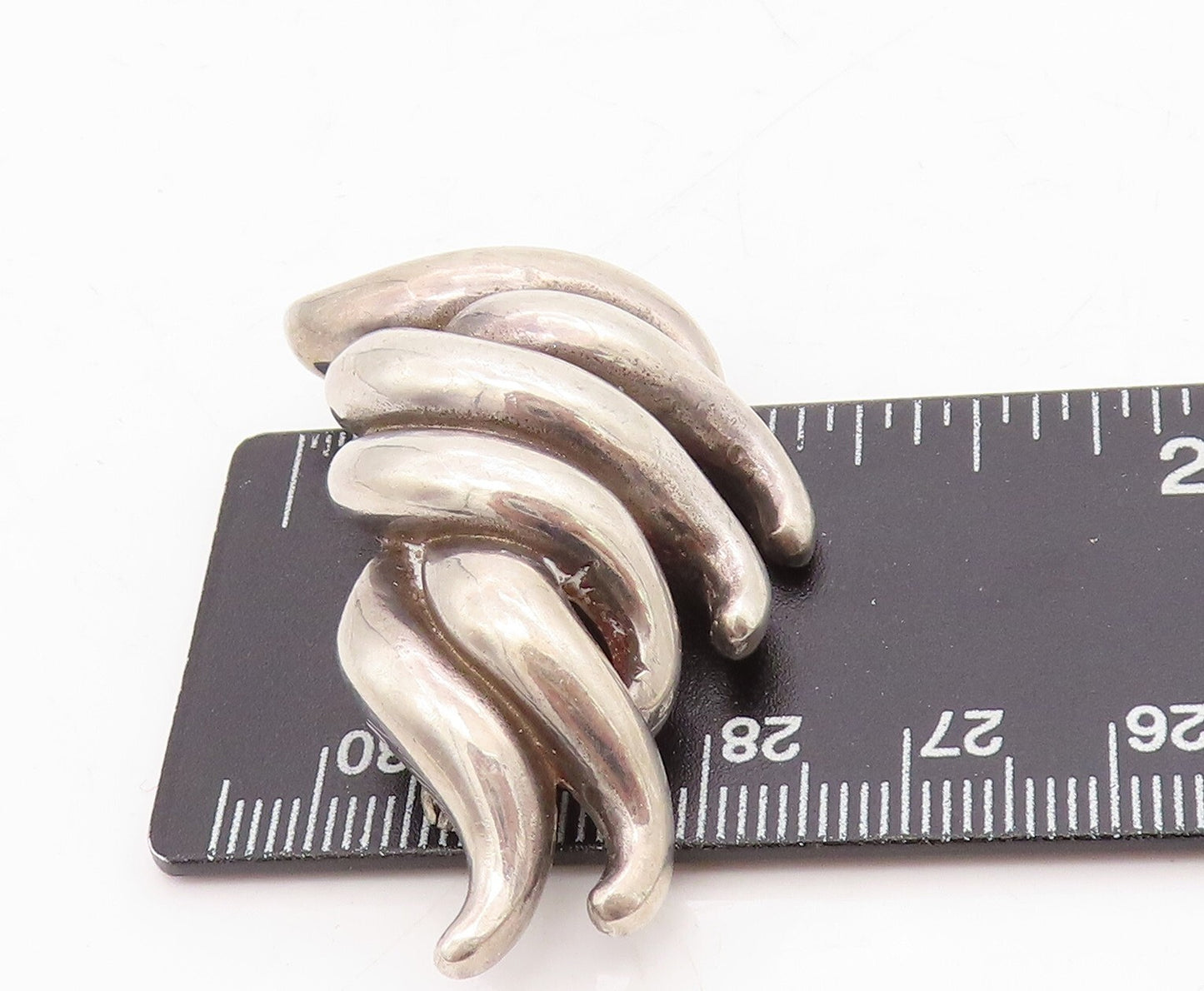 925 Sterling Silver Vintage Brooch Designer Dark Tone Cutout Swirls  BP11484