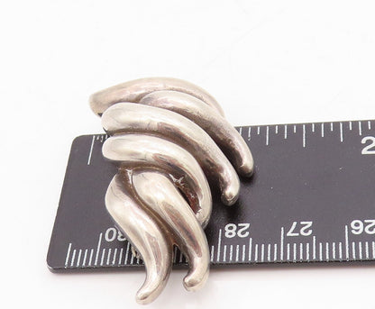 925 Sterling Silver Vintage Brooch Designer Dark Tone Cutout Swirls  BP11484