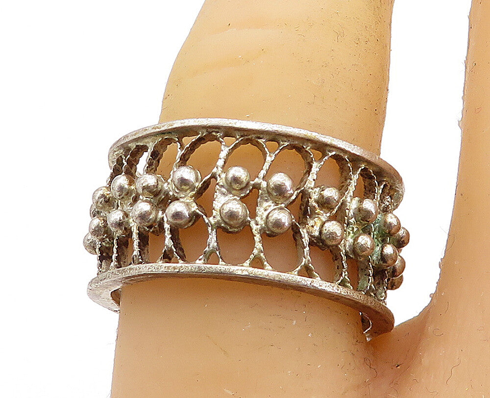 925 Sterling Silver  Vintage Modernist Open Twist Design Band Ring Sz 8 RG7339