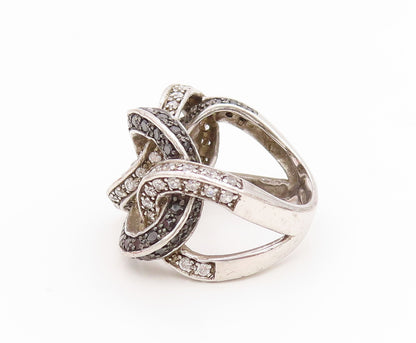 925 Sterling Silver Vintage Ring Spinel & CZ Interlocking Circle Sz 7.5 RG34530