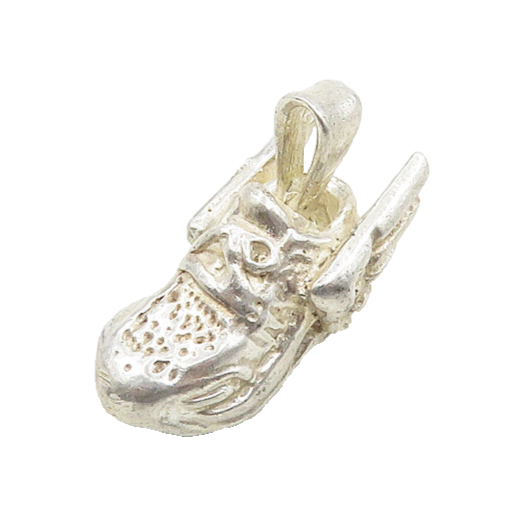 925 Sterling Silver  Vintage Shiny Winged Sneaker Shoe Pendant  PT15212