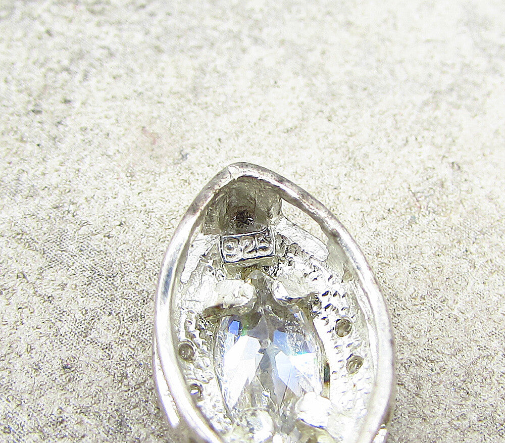 925 Sterling Silver  White Cubic Zirconia Eye Design Slider Pendant  PT1519