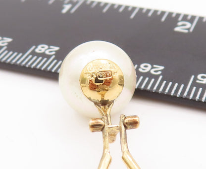 925 Sterling Silver Vintage Earrings MAJORICA Gold Plated Pearls Beaded  EG12976