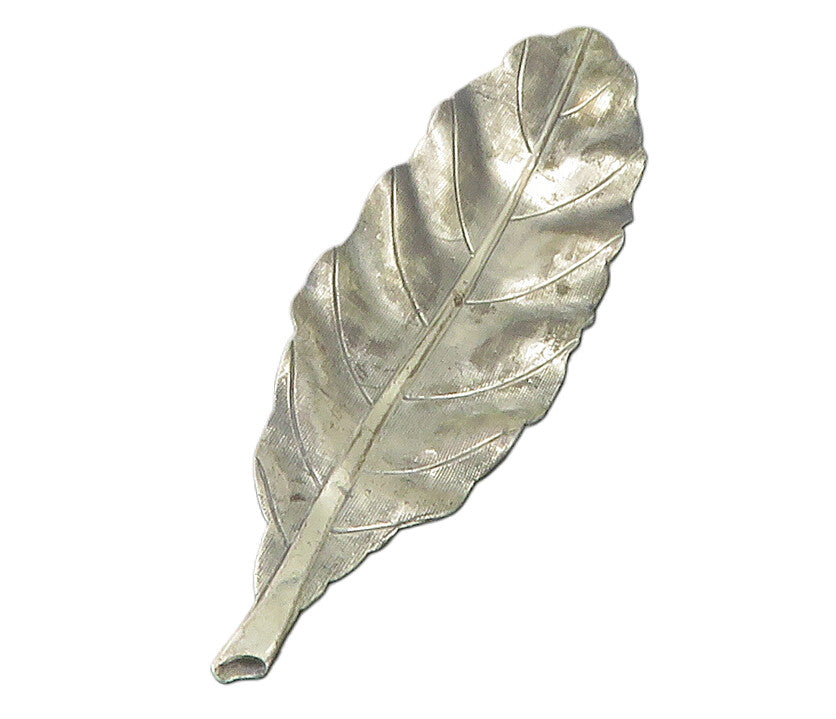 925 Sterling Silver  Vintage Dark Tone Single Leaf Motif Brooch Pin  BP5094