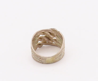 925 Sterling Silver Vintage Ring Solid Twisted Rope Knot Carved  Sz 7  RG28261