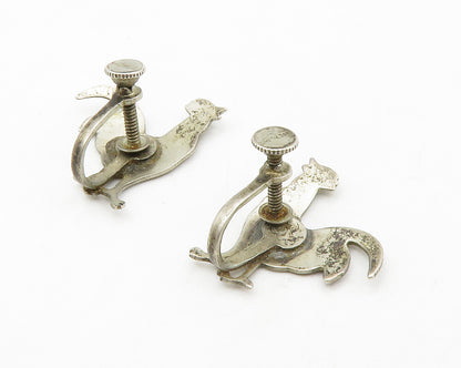 925 Sterling Silver  Vintage Petite Rooster Motif Non Pierce Earrings  EG6936