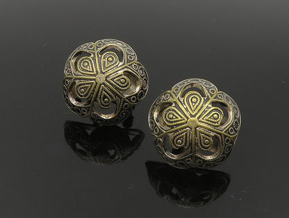 EUROPEAN 925 Silver  Vintage Floral Motif Cut Out Non Pierce Earrings  EG11614