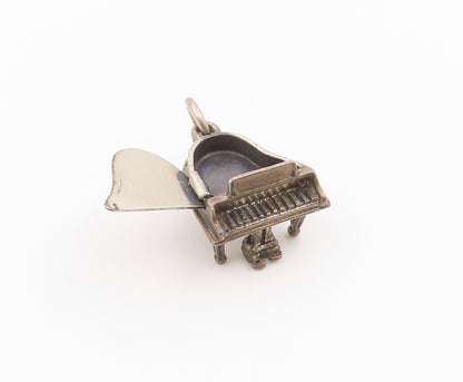 925 Sterling Silver Vintage Pendant Miniature Grand Piano Charm OPENS  PT26451