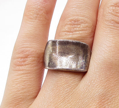 925 Sterling Silver  Vintage Dark Tone Concave Band Ring Sz 6.5  RG3374