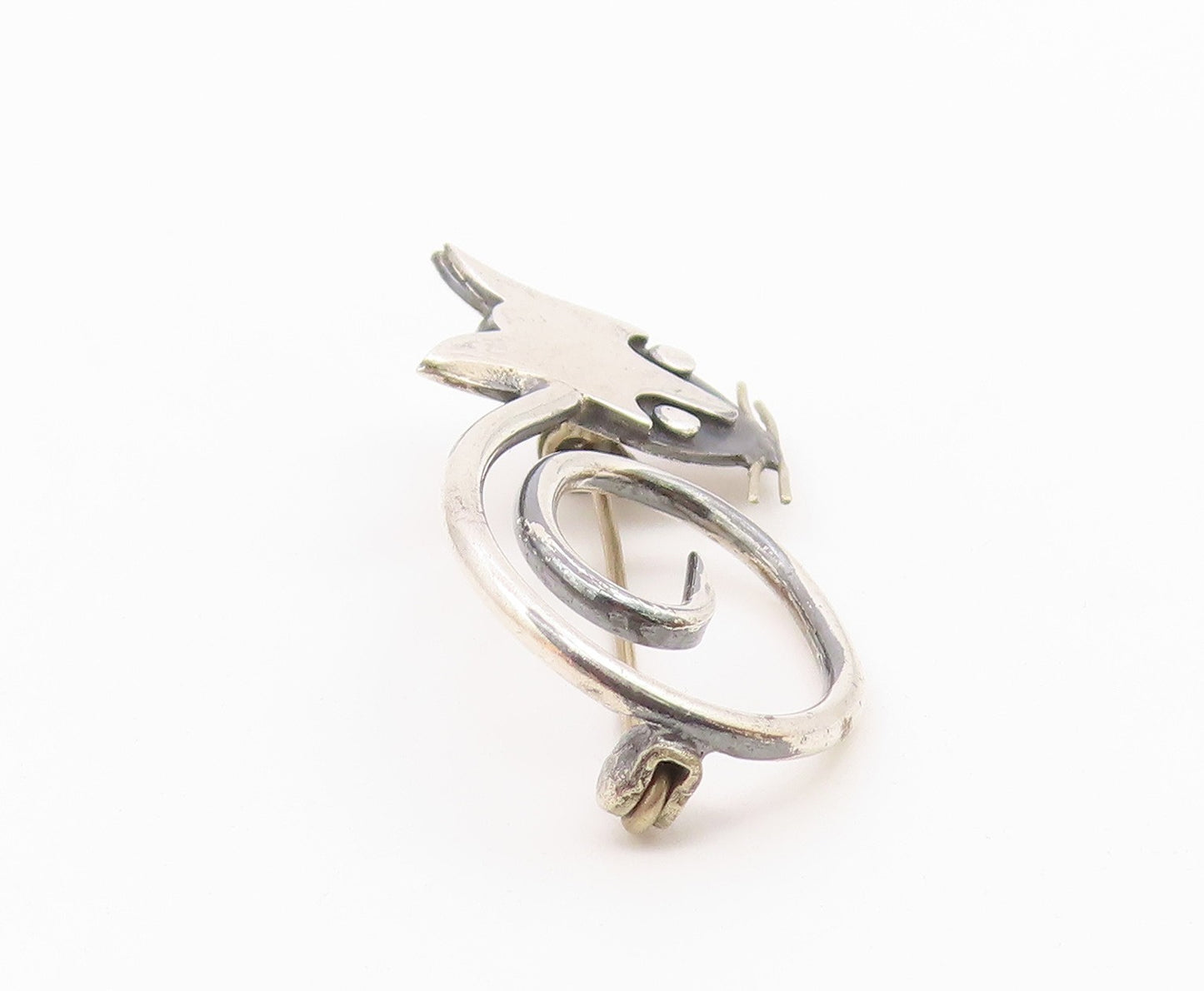DELFINO MEXICO 925 Silver  Vintage Two Tone Modernist Cat Brooch Pin  BP8146