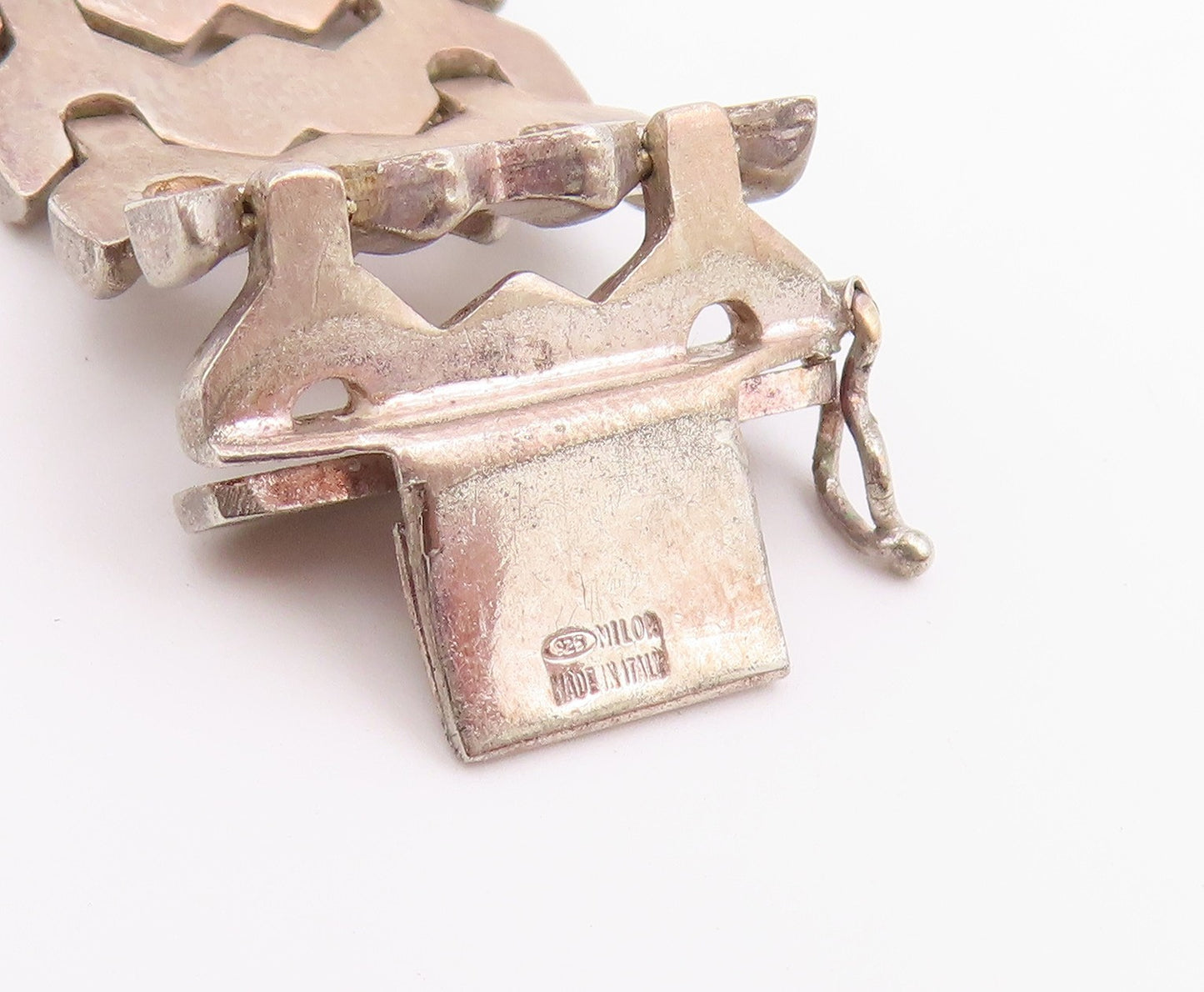 925 Sterling Silver Vintage Bracelet MILOR Geometric Multi Row Link  BT12215
