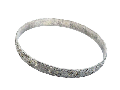TAXCO 925 Sterling Silver Vintage Oxidized Etched Bangle Bracelet BT1454