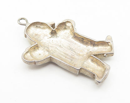 925 Sterling Silver  Vintage Shiny Little Boy In Baseball Cap Pendant  PT8483