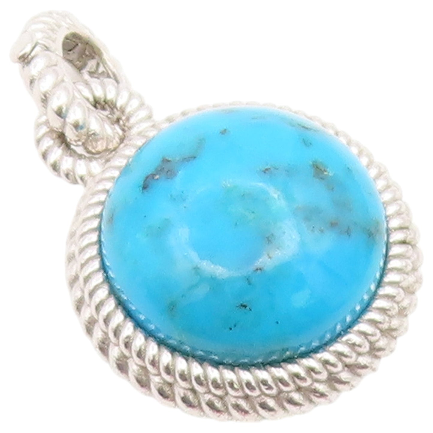 925 Sterling Silver Vintage Pendant JUDITH RIPKA Cabochon Turquoise Orb  PT26589