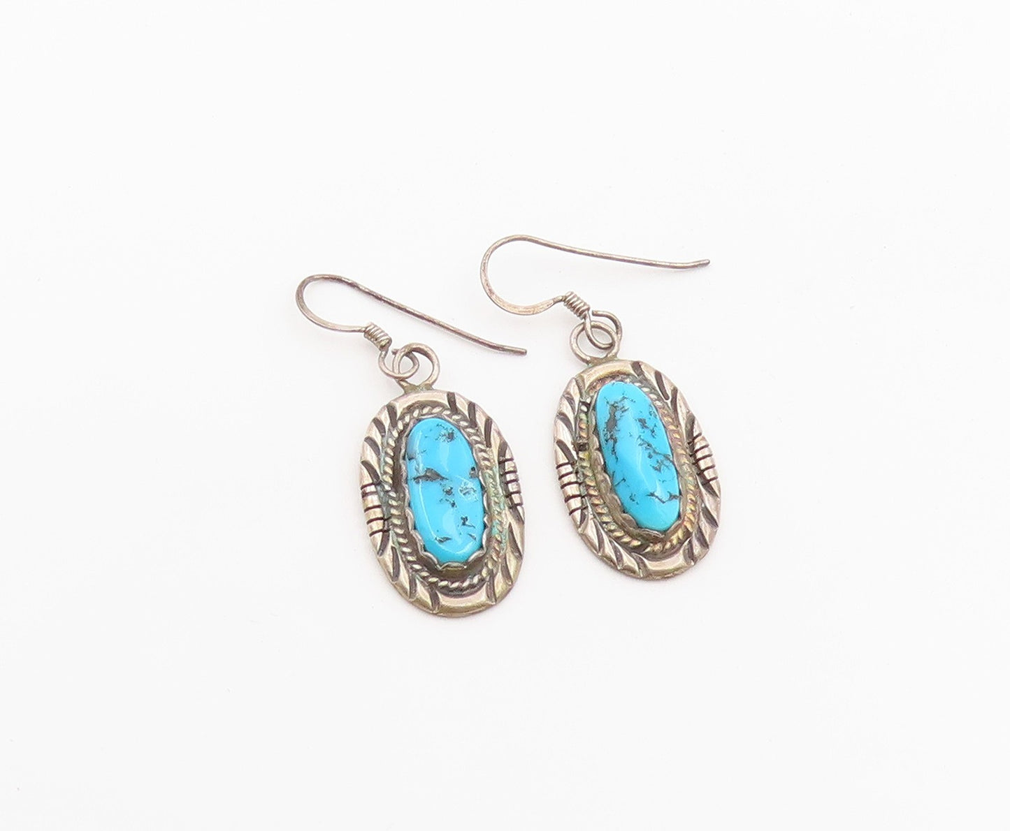 925 Sterling Silver Vintage Earrings DONALD DOUGLAS NAVAJO Turquoise  EG14428