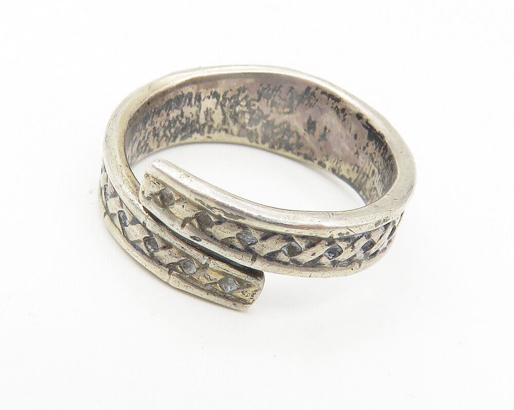INTERNATIONAL 925 Silver Vintage Braided Bypass Band Ring Sz 4.5 RG11082