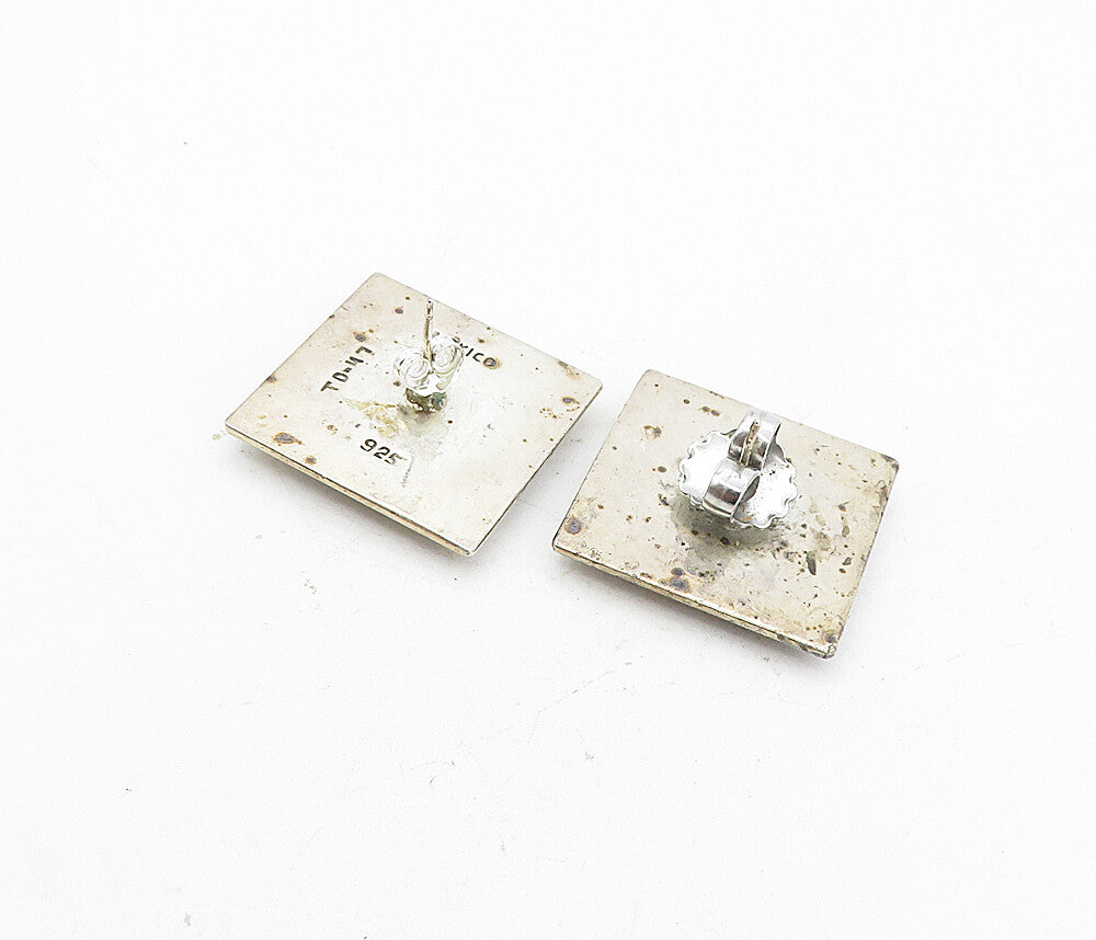 MEXICO 925 Sterling Silver  Vintage Black Onyx Square Drop Earrings  EG4304