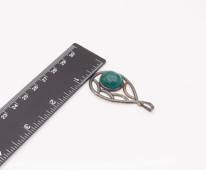 ISRAEL 925 Sterling Silver  Vintage Malachite Teardrop Pendant  PT22068