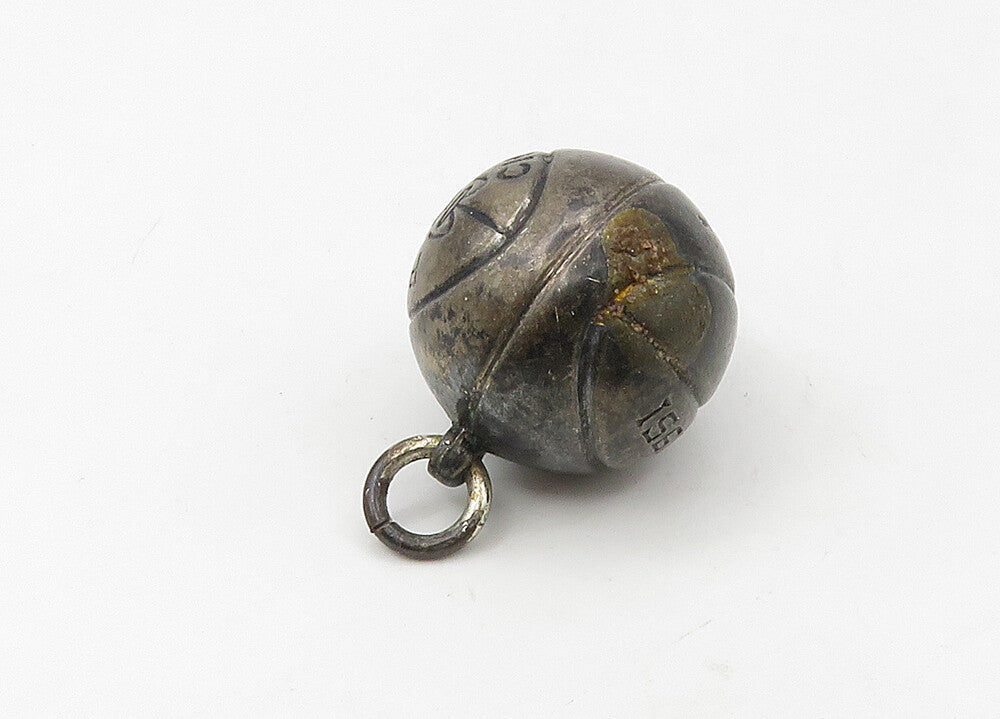 925 Sterling Silver  Vintage Antique Basketball Sports Motif Pendant  PT17220