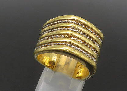 925 Sterling Silver  Vintage Shiny Two Tone Twist Band Ring Sz 8  RG22173