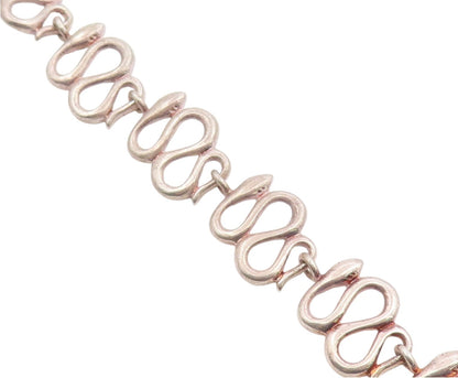 925 Sterling Silver Vintage Bracelet Minimalist Wavy Snake Link Chain  BT12060