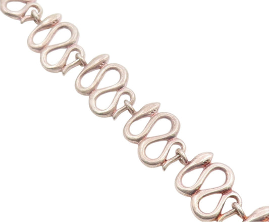 925 Sterling Silver Vintage Bracelet Minimalist Wavy Snake Link Chain  BT12060