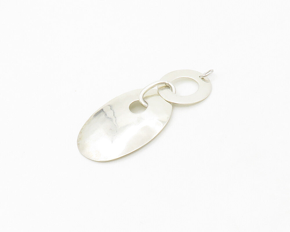 PTP MEXICO 925 Silver  Vintage Shiny Smooth Hammered Linked Pendant  PT13712