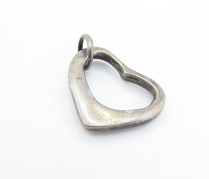 925 Sterling Silver  Vintage Petite Dark Tone Open Love Heart Pendant  PT4956
