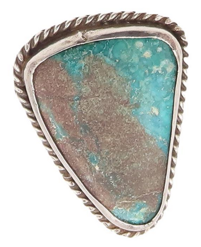 925 Sterling Silver Vintage Ring NAVAJO Rope Carved Turquoise  Sz 11  RG28435