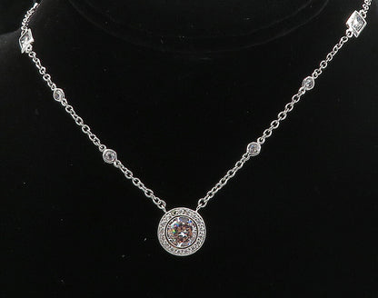 925 Sterling Silver Shiny Multi Shape Cubic Zirconia Chain Necklace NE1307