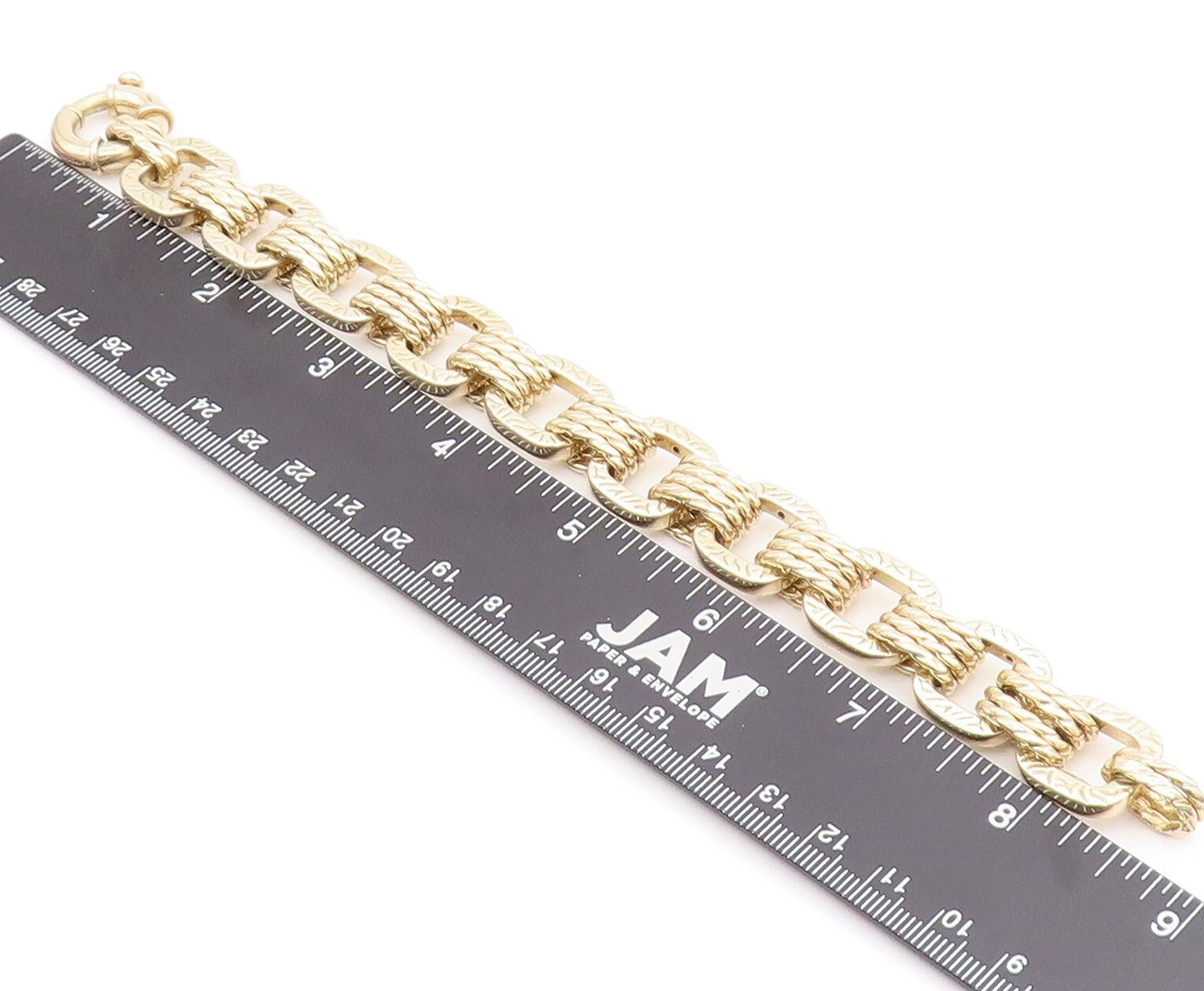 925 Sterling Silver Vintage Bracelet Gold Plated Cutout Square & Rings  BT10982