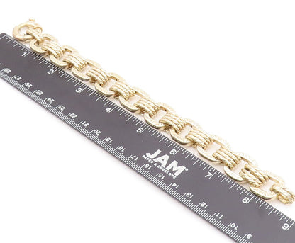 925 Sterling Silver Vintage Bracelet Gold Plated Cutout Square & Rings  BT10982