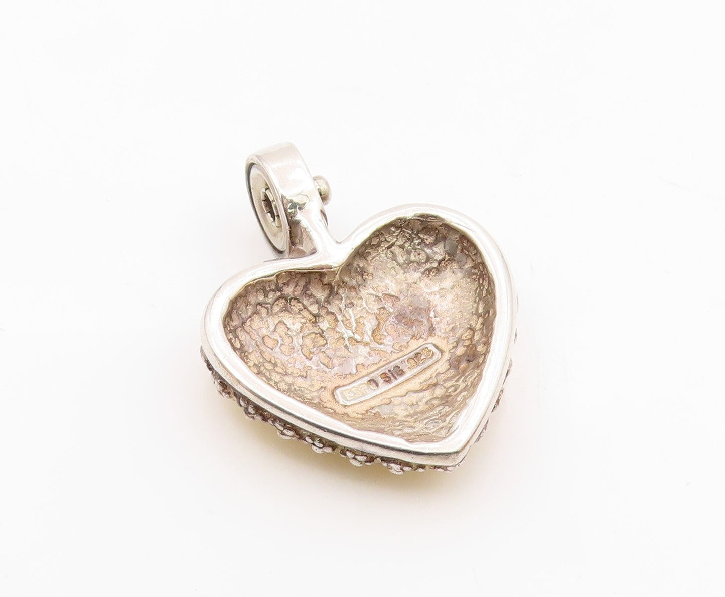 ESPO SIG 925 Silver  Vintage Enamel Floral Art Love Heart Pendant  PT17496