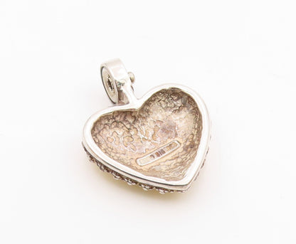 ESPO SIG 925 Silver  Vintage Enamel Floral Art Love Heart Pendant  PT17496