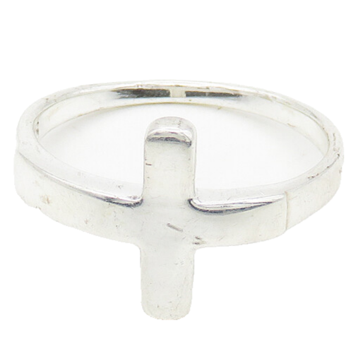 925 Sterling Silver  Shiny Religious Cross Smooth Band Ring Sz 8  RG17061