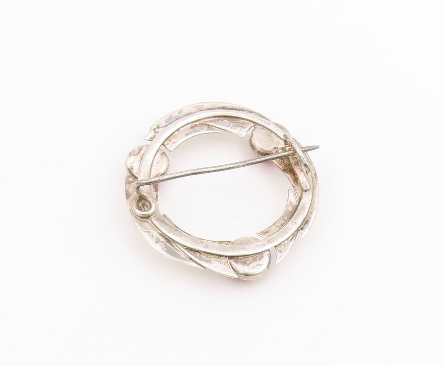 925 Sterling Silver Vintage Brooch Pin Cabochon Carnelian Celtic Knot  BP12206
