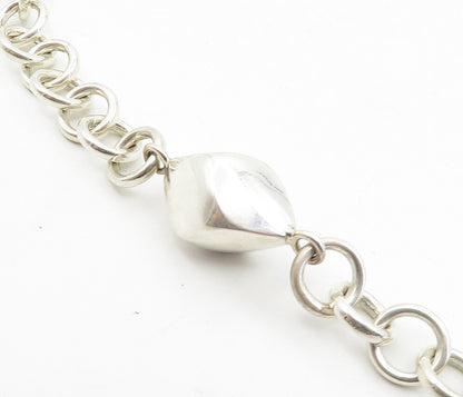 925 Sterling Silver Shiny Hollow Diamond Shape link Chain Necklace NE1743