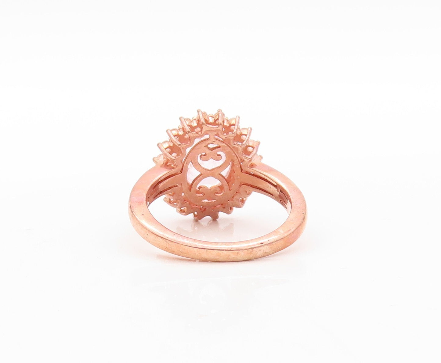 925 Sterling Silver Vintage Ring Rose Gold Plated 2 Tone CZ Flower Sz 7  RG30911