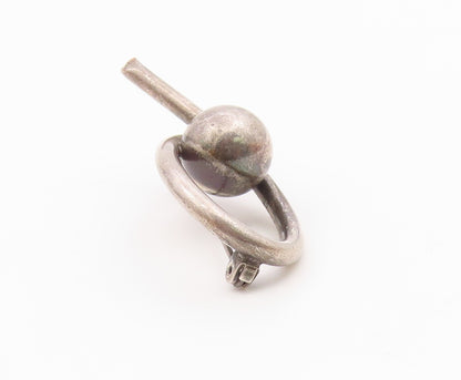 925 Sterling Silver  Vintage Shiny Modernist Dome Brooch Pin  BP8388