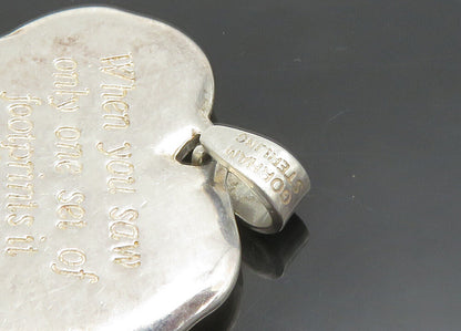 GORHAM 925 Silver  Vintage 2 Tone Heart Footprint Faith Quote Pendant  PT19071