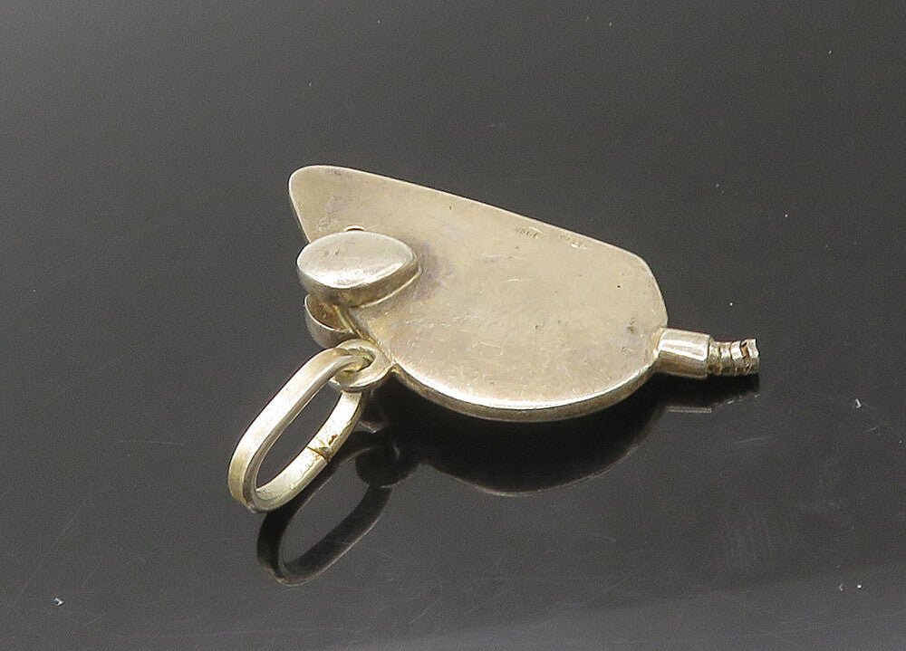 925 Sterling Silver   Vintage Modernist Mouse Motif Drop Pendant  PT18257