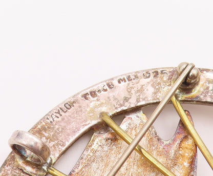MISTY TAYLOR 925 Silver  Vintage Cubic Zirconia Hand & Dove Brooch Pin  BP6769