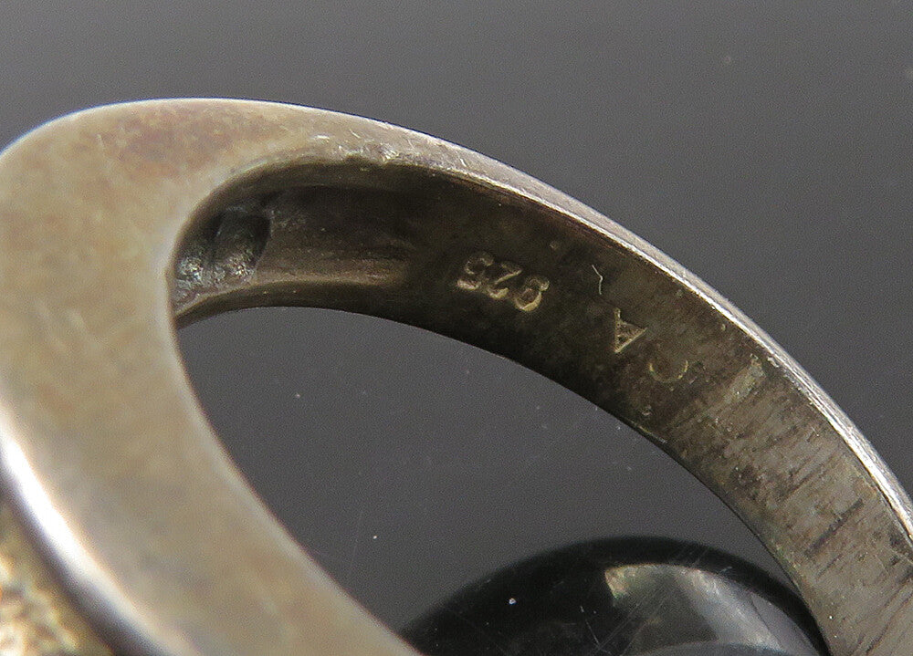 DAVID SIGAL 925 Silver  Vintage Topaz Dark Tone Bypass Ring Sz 6  RG22416