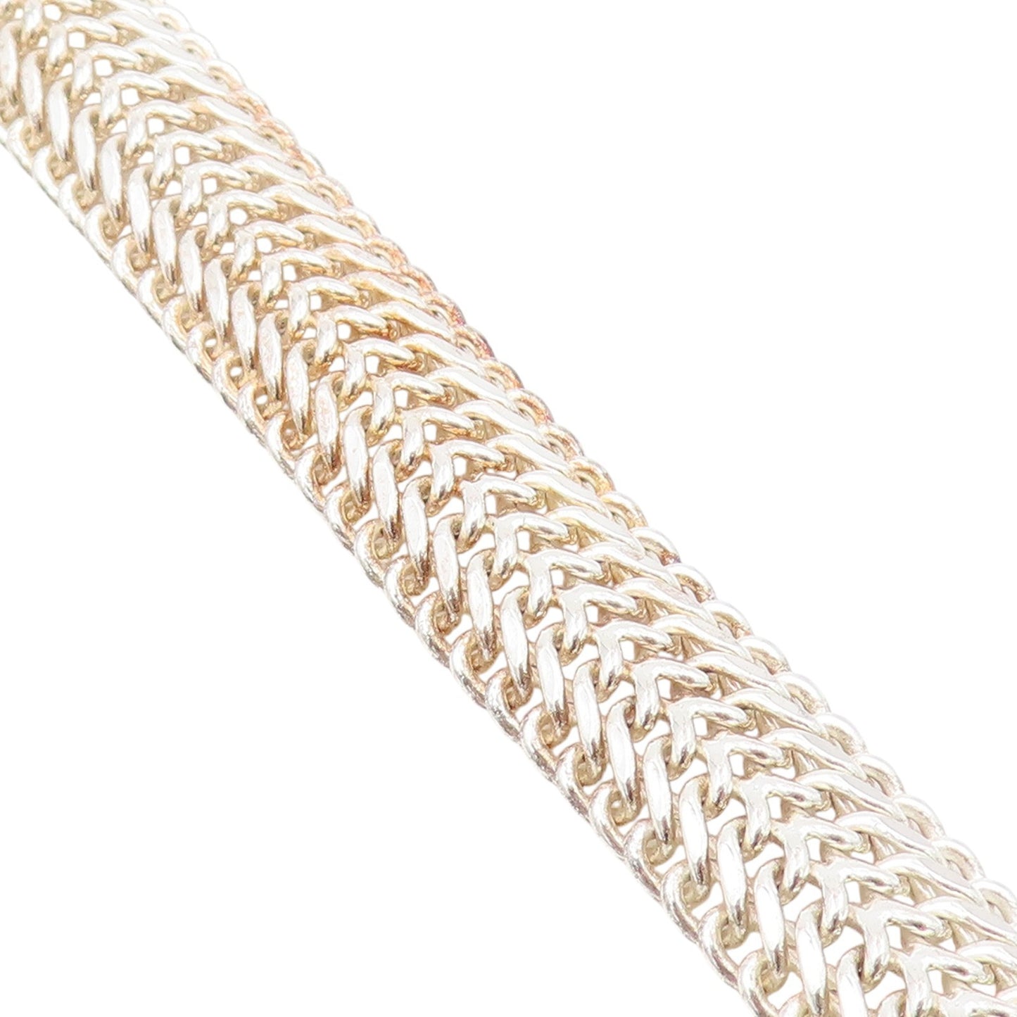 925 Sterling Silver Vintage Bracelet Interwoven Braided Foxtail Chain  BT11565
