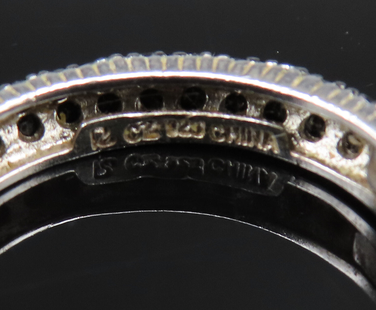925 Silver  Vintage Black & White Genuine Diamonds Hoop Earrings  EG12069