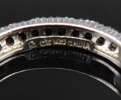925 Silver  Vintage Black & White Genuine Diamonds Hoop Earrings  EG12069